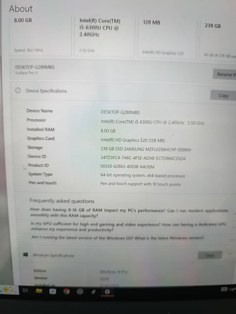 Microsoft Surface pro 4 1