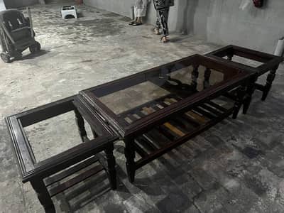 pure wood side tables and one large table no damage