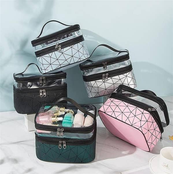 Foldable Double Layer Zipper Spider Design Makeup Bag Cosmetic bag Clear Travel Cosmetic Storage Case Toiletry Bag Water-resistant for Women