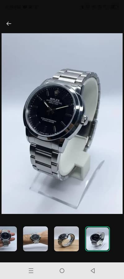 Men's stainless steel watch black dial quartz Movement
