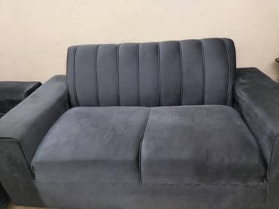 7 Seater Bluish Gray Premium Velvet Sofa Set.