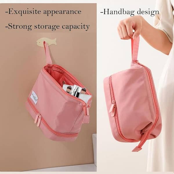 Waterproof Travel Make Up Storage Bag with Hook Double layer make up bag For Women Toiletries Organizer Female Large Capacity Portable Cosmetic Bag