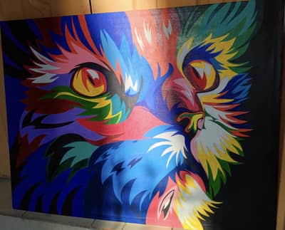 Best abstract pop cat art painting