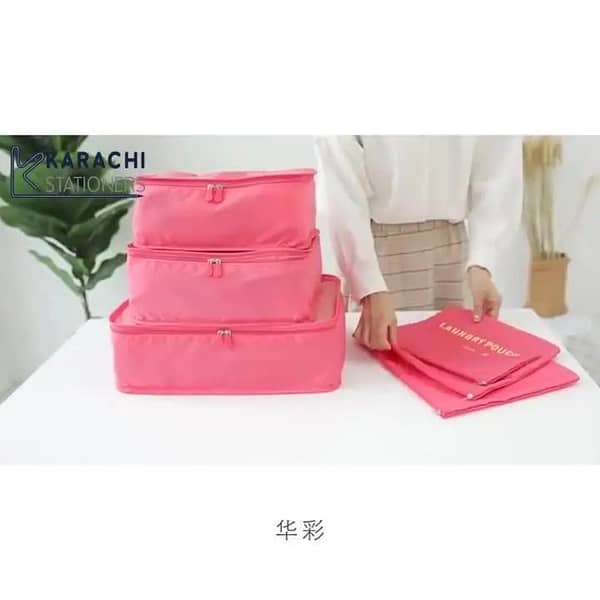 6pcs/Set Travel Storage Bag Portable Luggage Organizer Clothes Tidy Pouch Zip Cube Luggage Toiletry Bag Organizer Pouch Home Organization - Multi _KIT_ KS