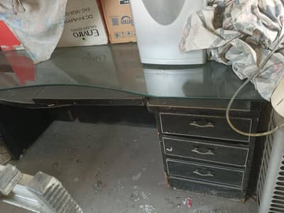 Office/Study Table with Glass Top & 3 Drawers