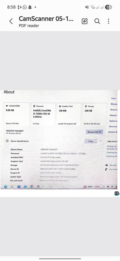 hp pro book 256 ssd