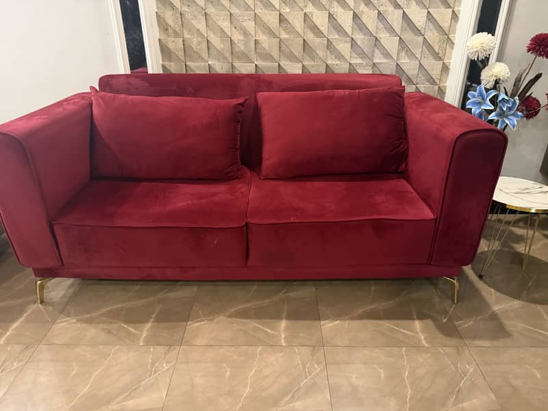 Sofa red 2 seater 1