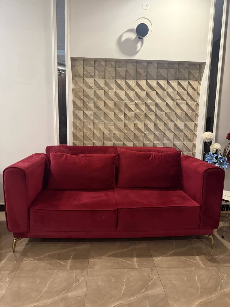 Sofa red 2 seater 2