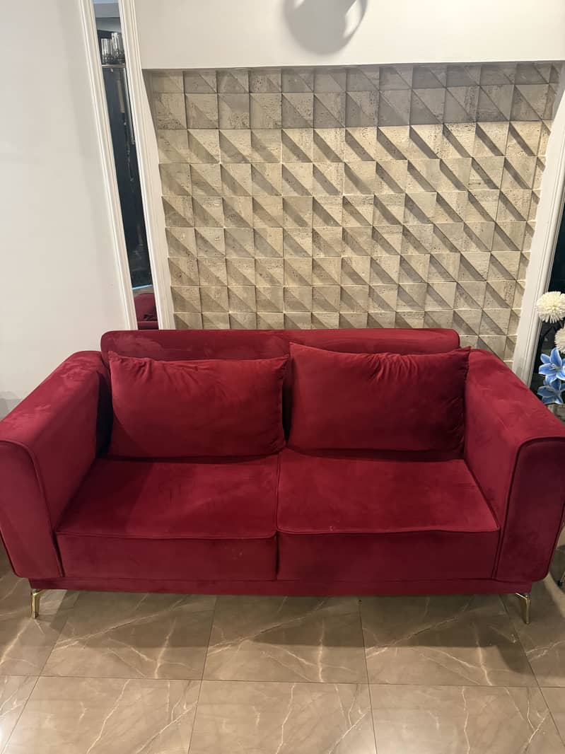 Sofa red 2 seater 5