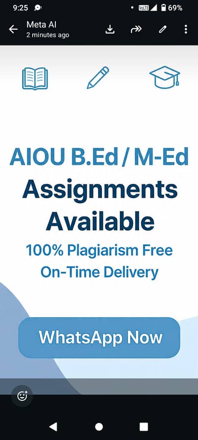AIOU http://B. Ed http://M. Ed Assignments Writer Handwritten Original