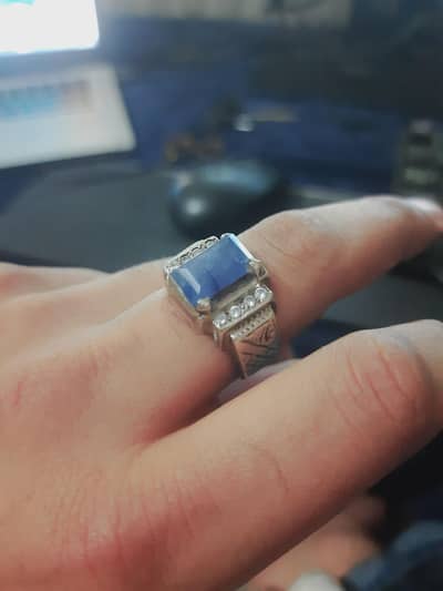 Natural 3 Carat Blue Sapphire (Ceylon) Ring - Pure Italian Silver