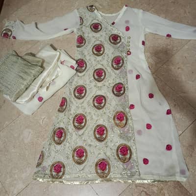 Embroidery chiffon anrakha dress