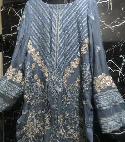 Blue Golden embellished dress