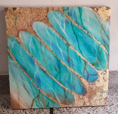 MONARCH oil painting on 24x24 inches canvas with gold foil
