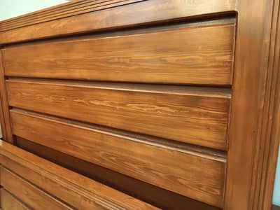 Yellow Pine wooden Bed with side tables