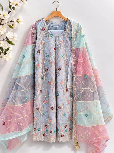 Elegant Embroidered Party Wear Dress