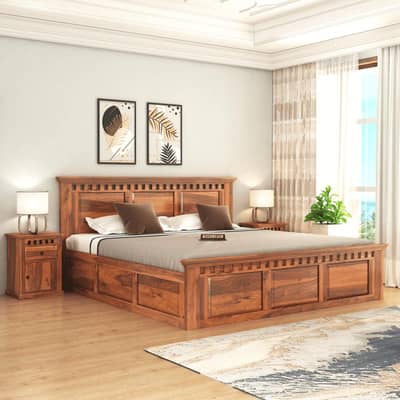 1 year use double bed mattress side table dressing table