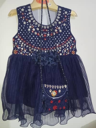 Navy blue frock  with purse 3-5 years