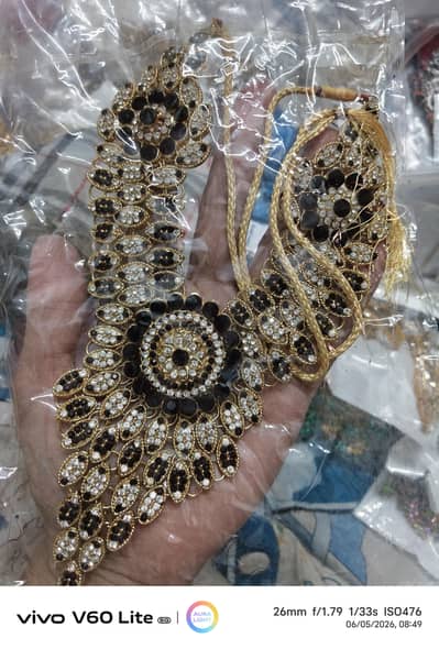 Bridal wear pearl white n black colour set once used