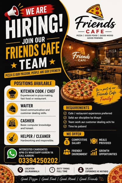 Hiring Alert – Friends Cafe