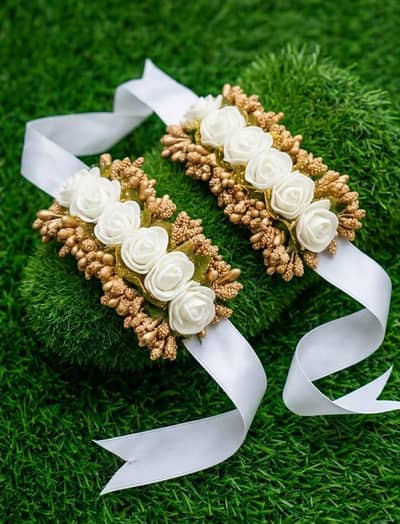 Handmade Ribbon Gajra for Nikkah available in all colors