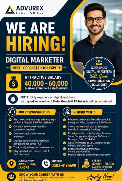 We Are Hiring Experienced Digital Marketing Executive Required | Male