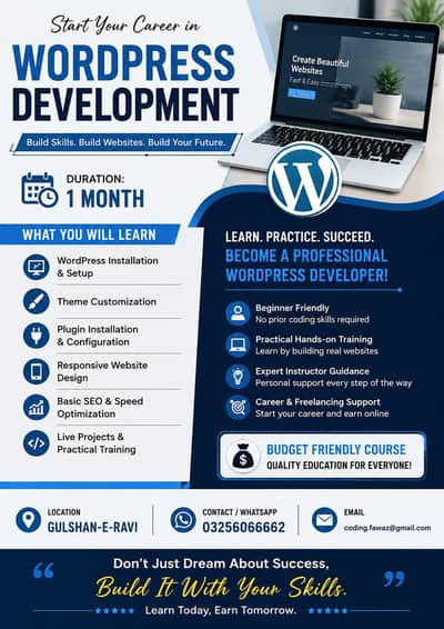 WordPress Development Course – 1 Month Professional Training