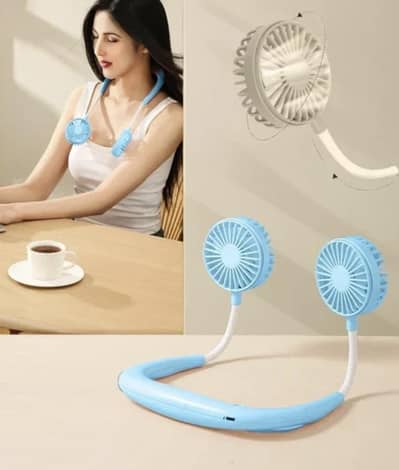 Portable Dual‑Blade Neck Fan – Lightweight  Cooling Device
