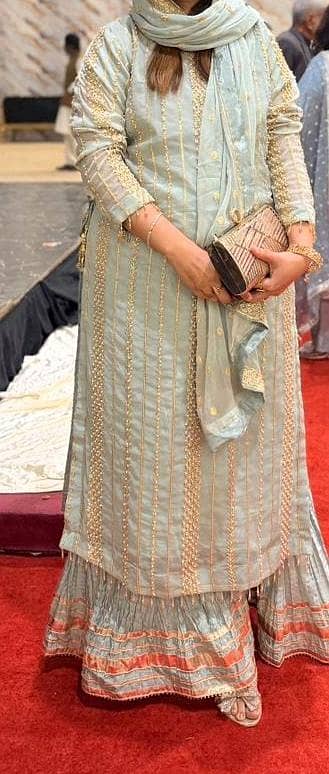 one ti me used fancy gharara suit