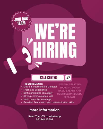 call center job in Lahore girls and boys