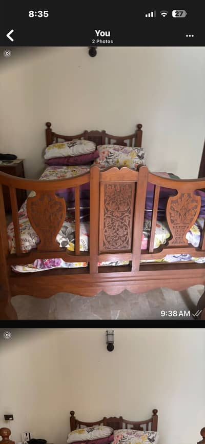 Antique burma  teek carving bed with  high quality mattress