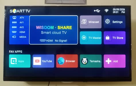 32 inches led , 16 GB rom , 4 GB ram , Wifi , Apps and games.