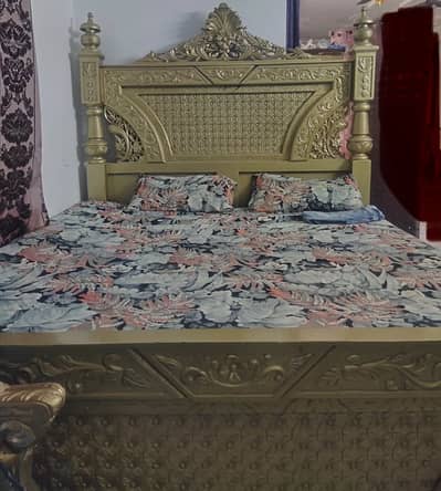 Chinioti bed set 2 side tables and 1 dressing table with deco polish