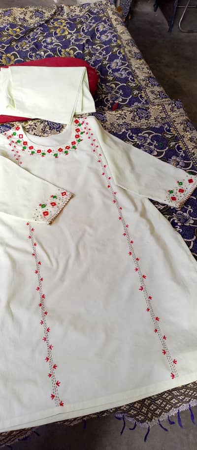 hand made work . piista colour soft lown . meadim size.