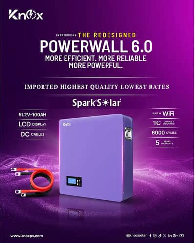 Knox Lithium Powerwall 6.0 51.2v Battery