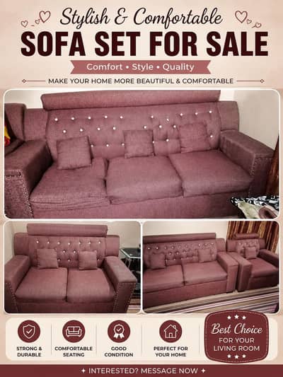 beautiful 6 seater sofa set (3+2+1)  in good condition