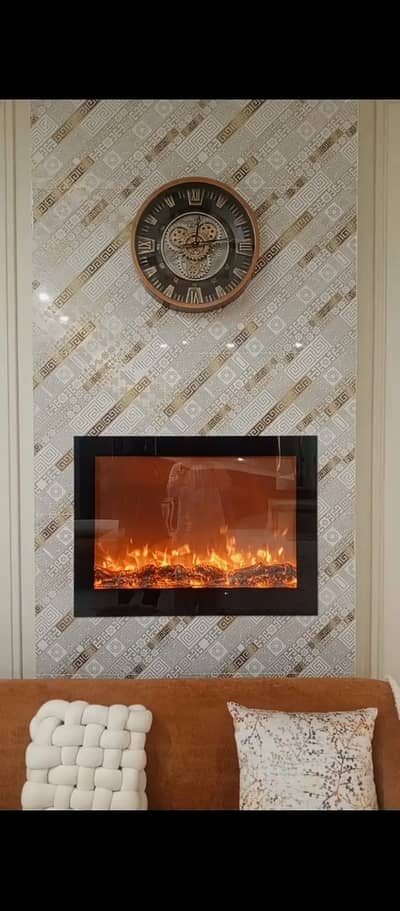 unique electric and gas fireplace.