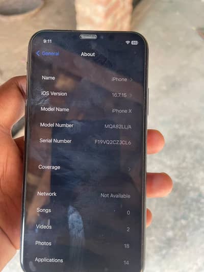 I phone X 256 Gb NoN PTA Factory UnLock Battery 81. Call 03127376576