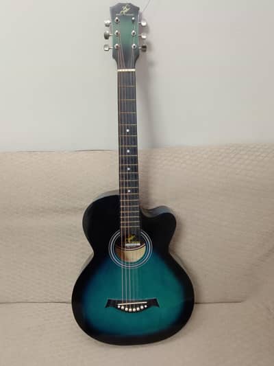 Acoustic Guitar with bag, pick, strings and capo