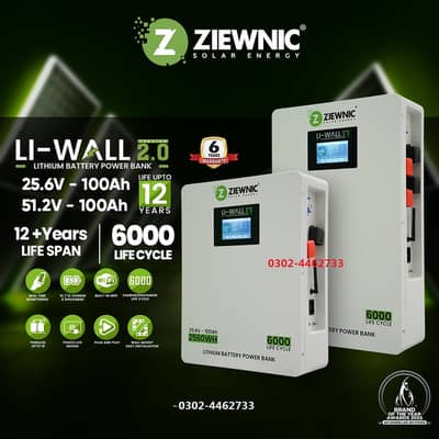 Ziewnic LITHIUM BATTERY 5120Watt with 06Years Warranty
