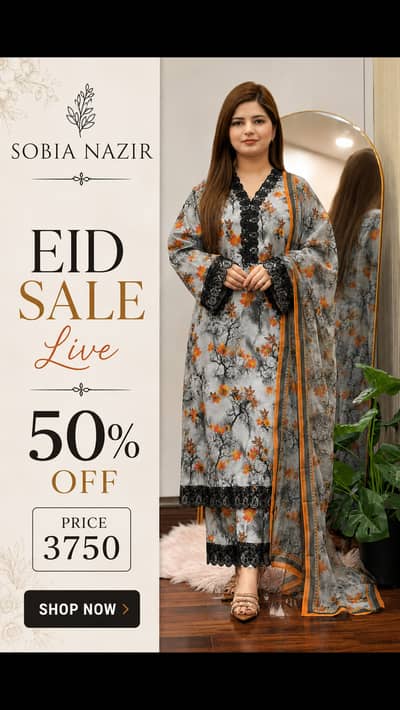 BAREEZA, MARIA B ,SOBIA NAZEER, IZEL, ANEELAS, UNSTICH 3PC EMBROIDERED
