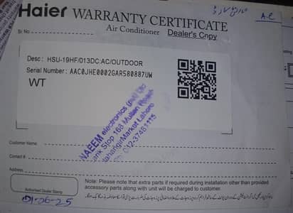 haier Ac 1.5 ton inverter AC