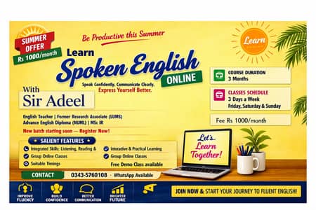Online Spoken English Course – Summer Offer Rs 1000/Month | Free Demo