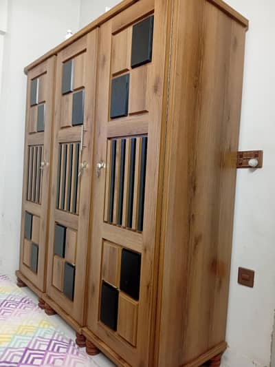 bed with mattress side tables and 3 door wardrobe