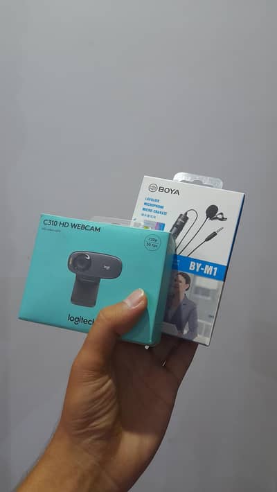 Logitech C310 Webcam + Boya BY-M1 Lavalier Mic