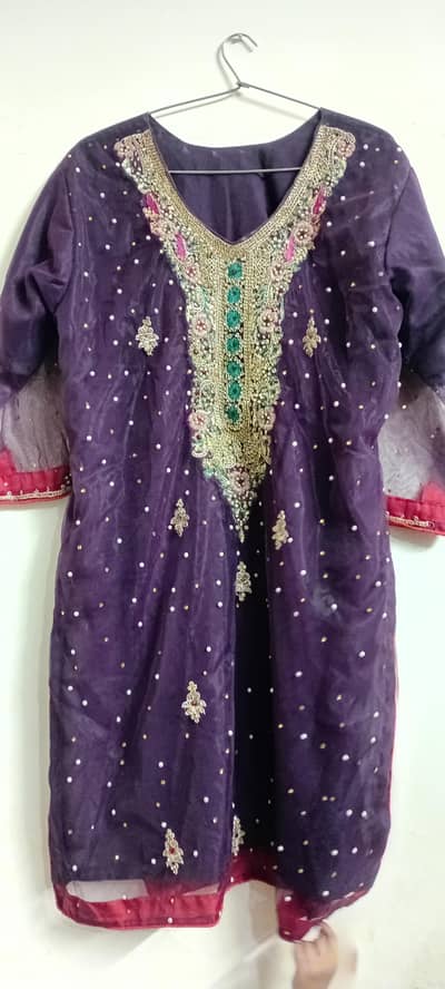 3pc orange purple lehnga dress