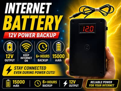 12.6V 10000mAh Internet Battery (Router UPS) – 6+ Hours Backup