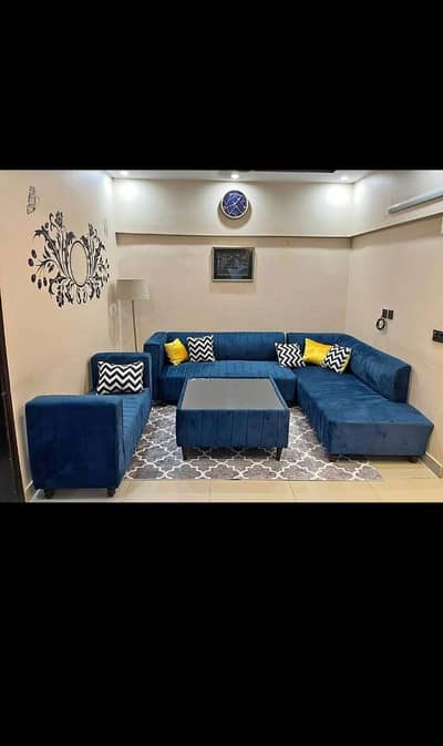L SHAP SOFA WITH TABIE