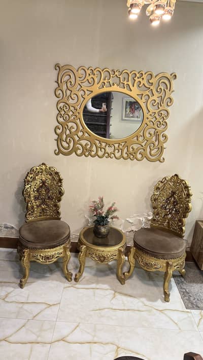 Golden carving chairs