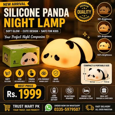 Silicone Panda Night Lamp USB Rechargeable Cute Kids Lamp